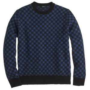 J. Crew Lambswool Diamond Check Sweater